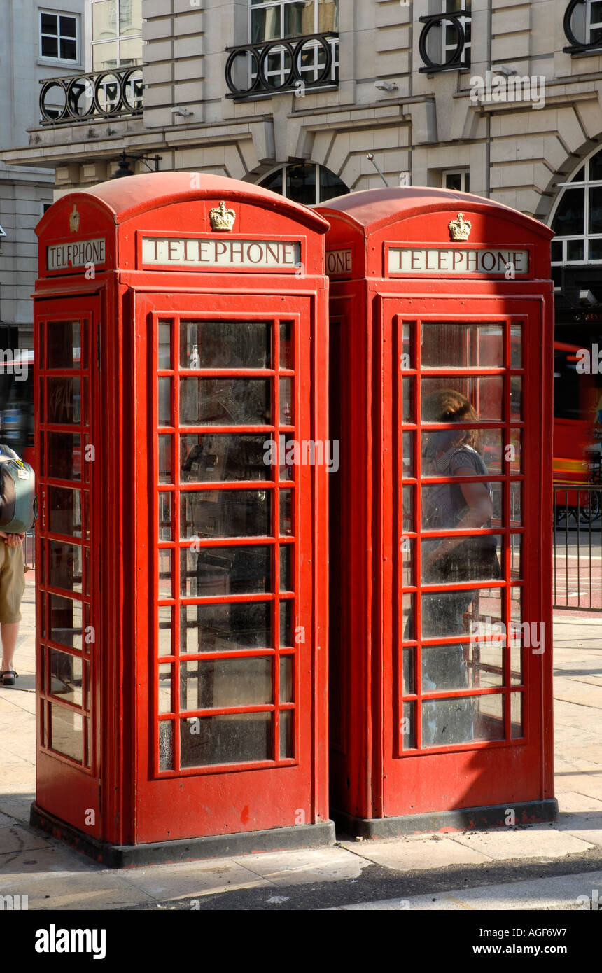 British red telephone boxes London Stock Photo Alamy