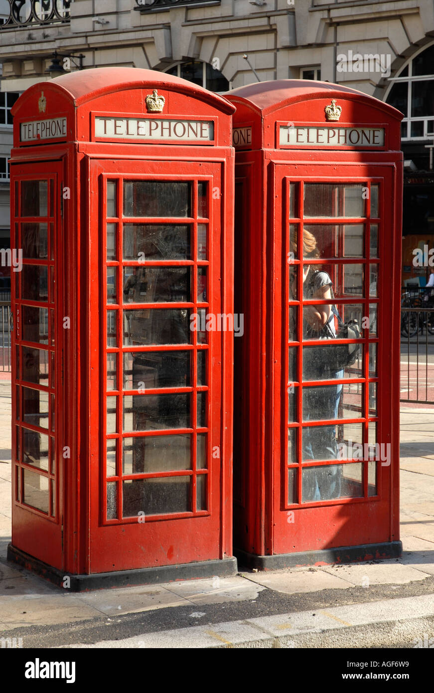 British red telephone boxes London Stock Photo