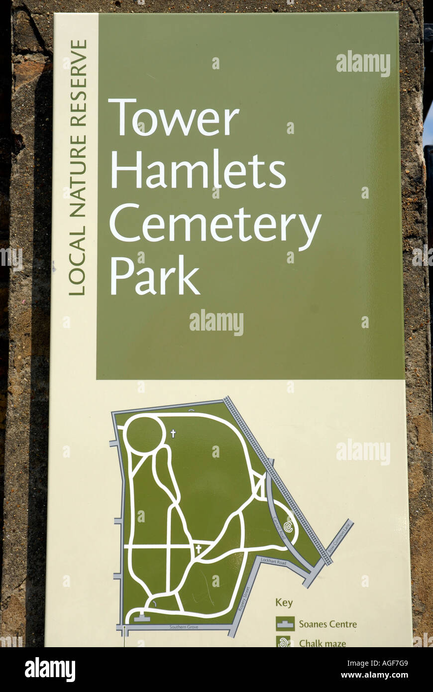 Tower Hamlets Cemetery Park Map Tower Hamlets Cemetery Park London Stock Photo - Alamy