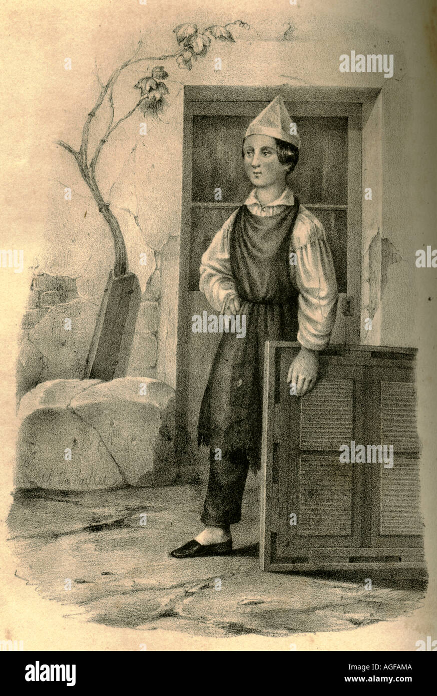 French lithograph of Printer's Devil, 1841 Stock Photo Alamy