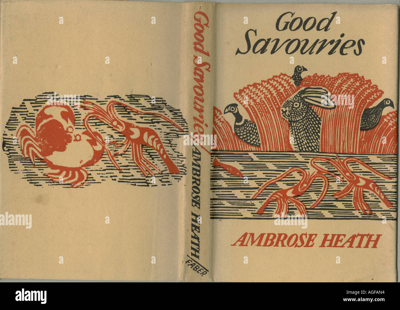 Dust jacket by   Edward Bawden for book Good Savouries by Ambrose Heath  1934 published by Faber Stock Photo