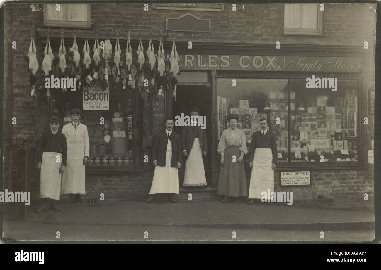Cabinet photograph of  Christmas window display and staff  at Port Vale Supply Stores circa 1880 Stock Photo