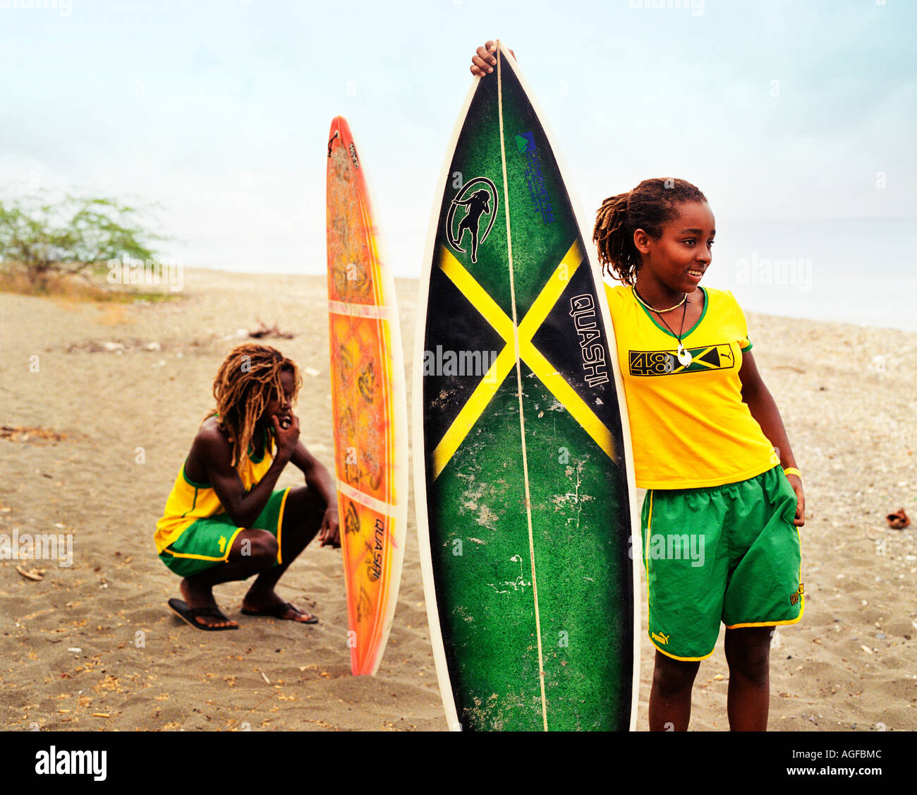 Members of Jamaican Surf Team near Kingston Jamaica Stock Photo