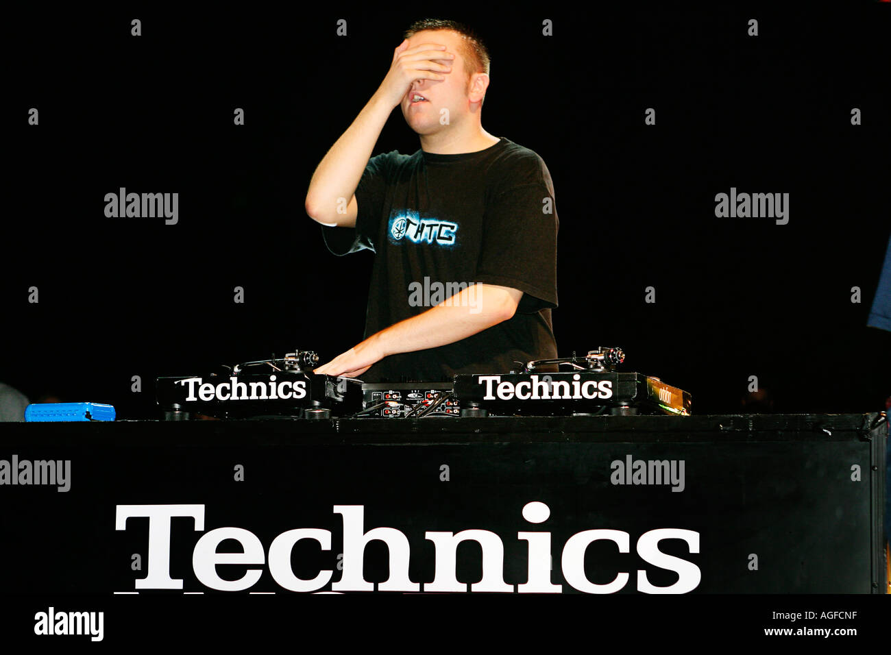 Blakey from the UK DJing at the DMC Technics World DJ Championships at