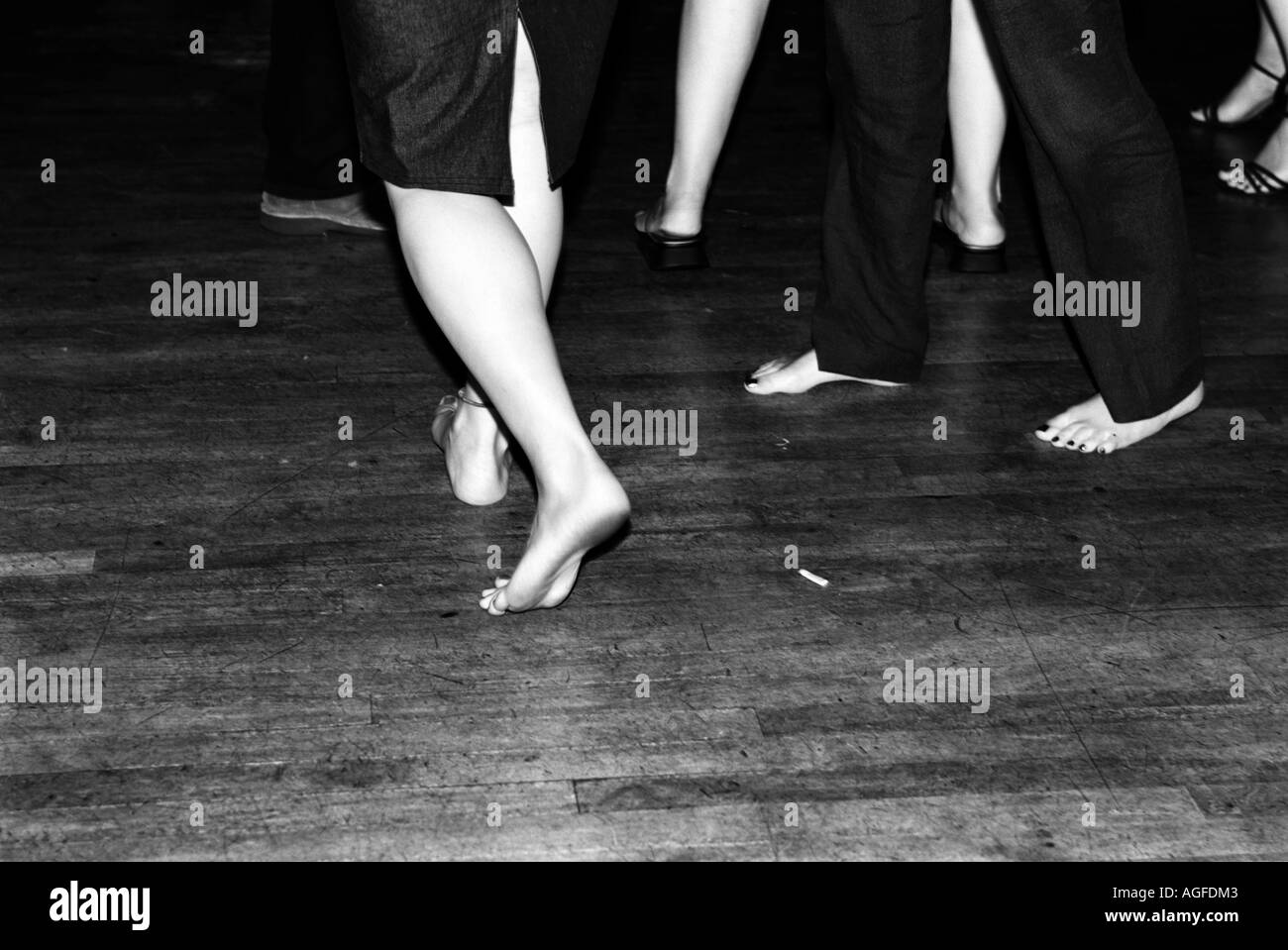 Bare feet on the dancefloor at the Embassy Rooms London Stock Photo Alamy