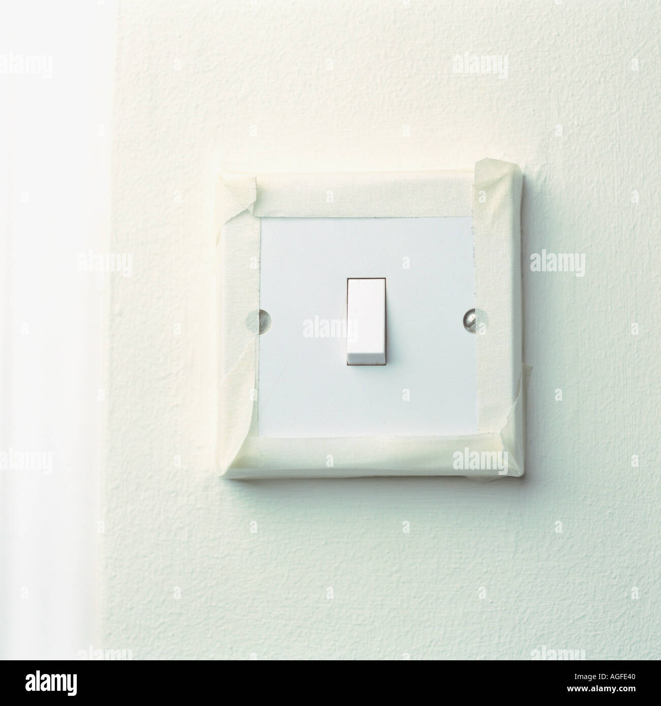 Light switch with masking tape Stock Photo Alamy
