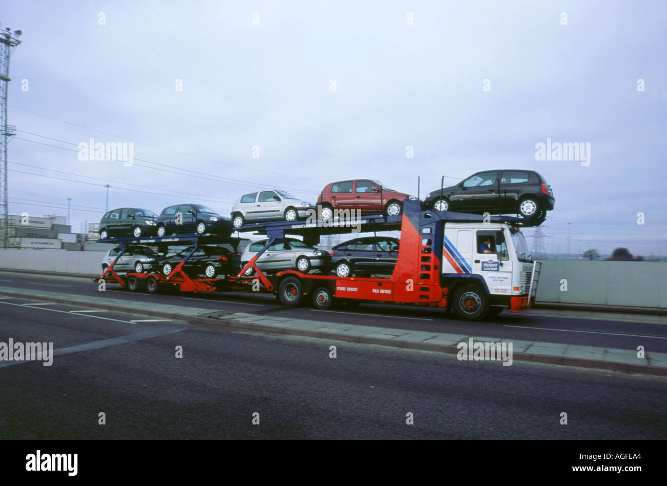 2000 Car transporter at Southampton Docks Stock Photo