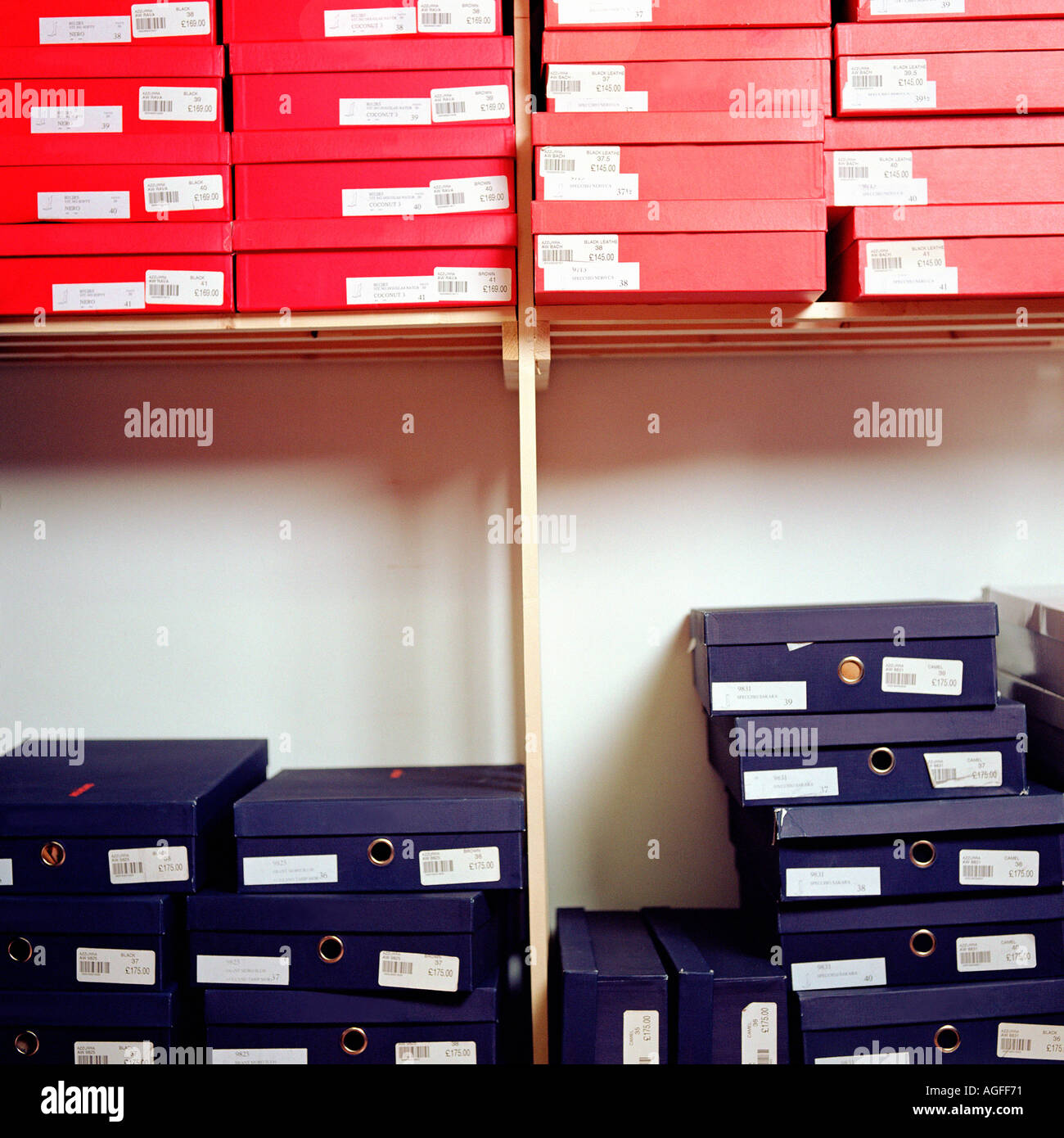 Stacked shoe boxes Stock Photo Alamy