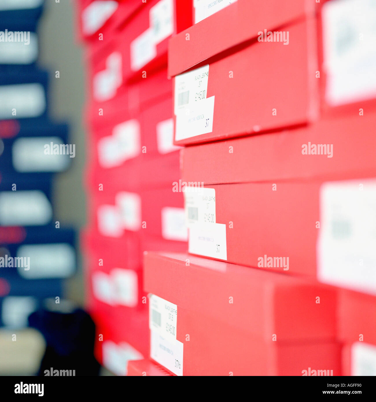 Stacked shoe boxes Stock Photo Alamy