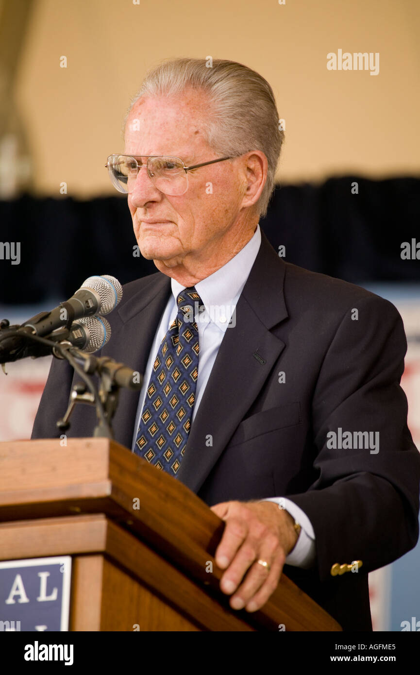 Jerry Coleman at Induction Ceremony 2005 Baseball Hall of Fame Cooperstown New York Stock Photo