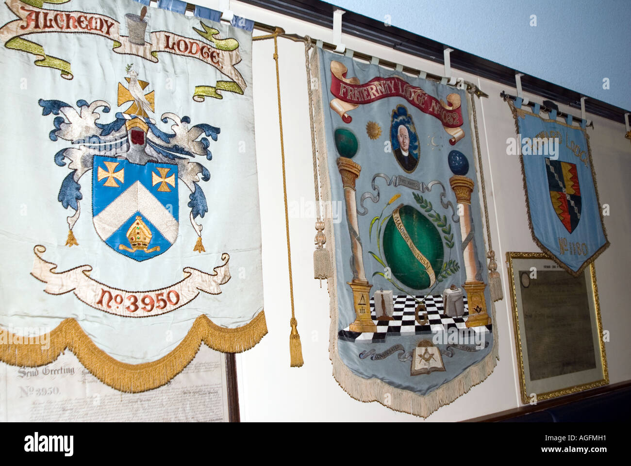 PICTURE CREDIT DOUG BLANE Inside a masonic lodge Stock Photo