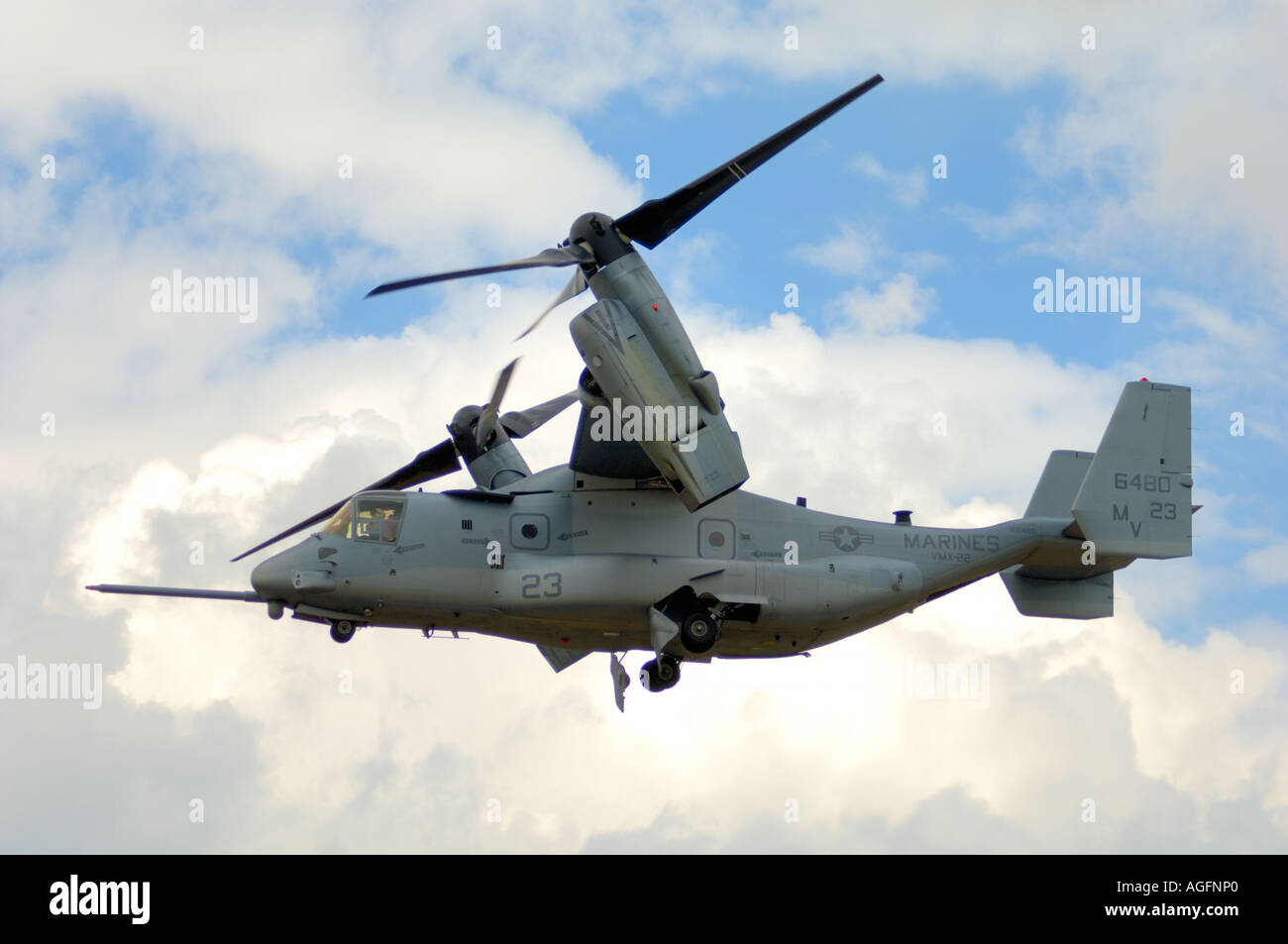 A Boeing V-22 Osprey in flight. Stock Photo