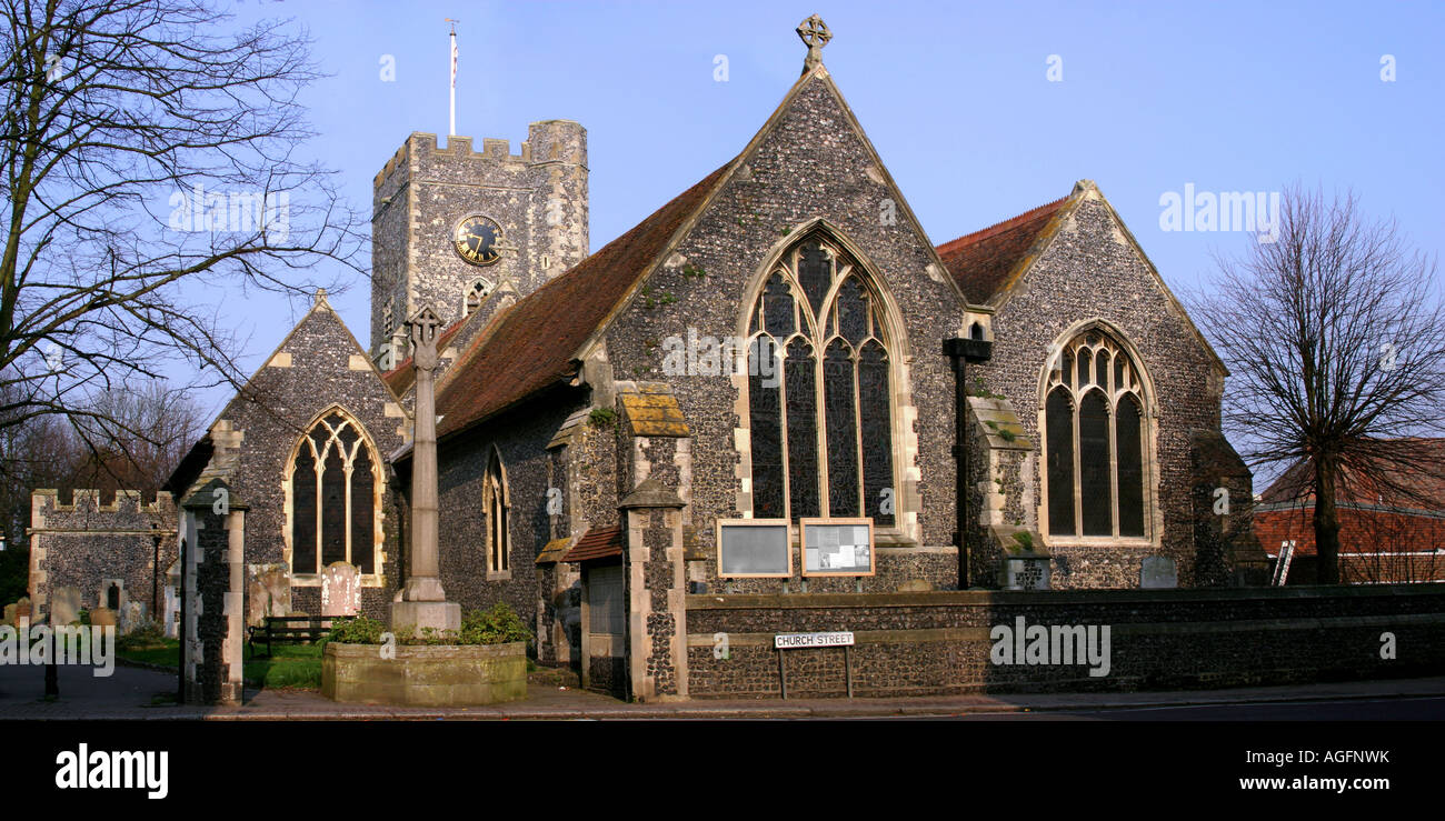 St Peter's church Broadstairs taken from the the road on a sunny winter