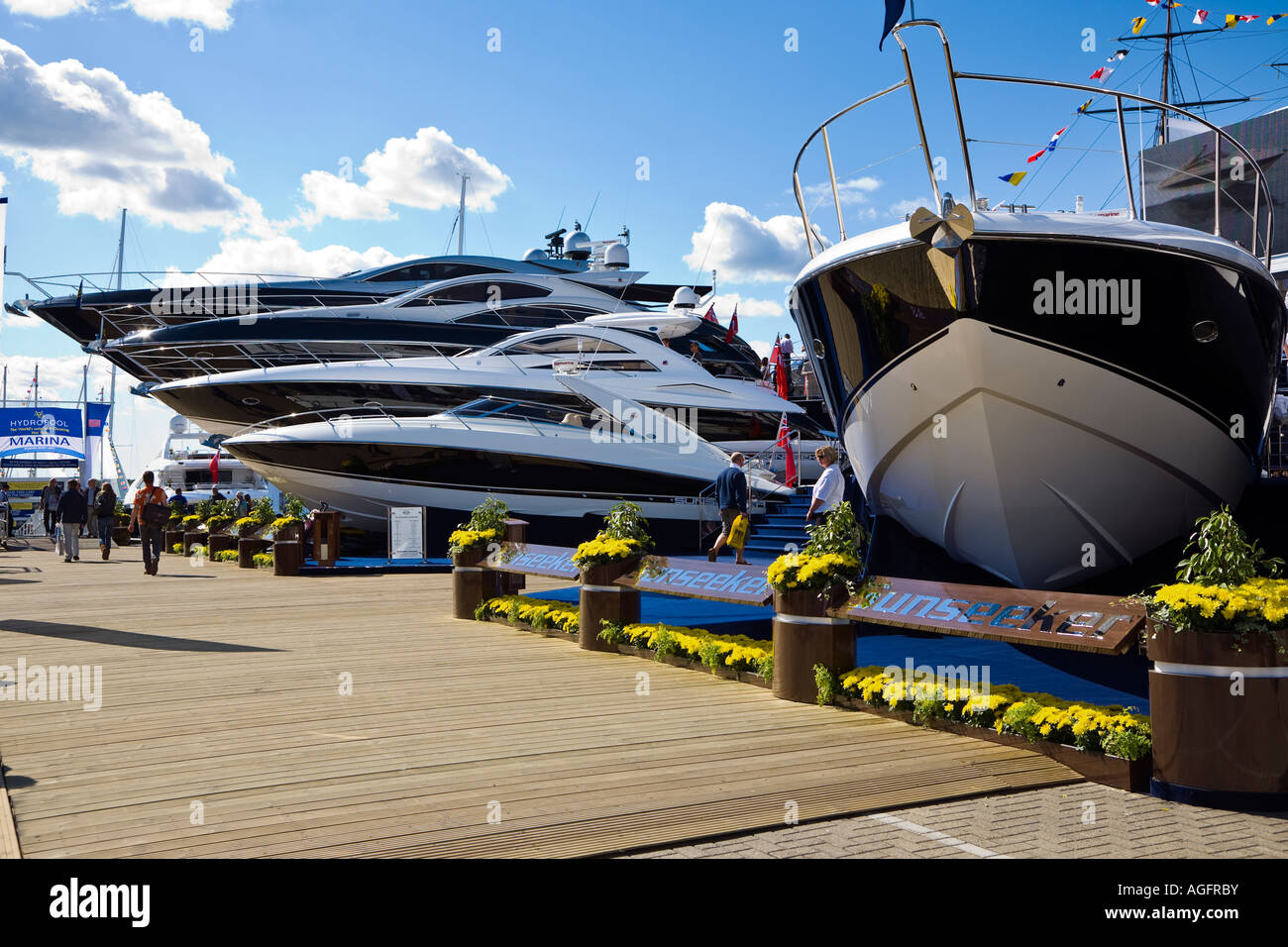 Sunseeker stand at 2007 Southampton Boat Show Stock Photo