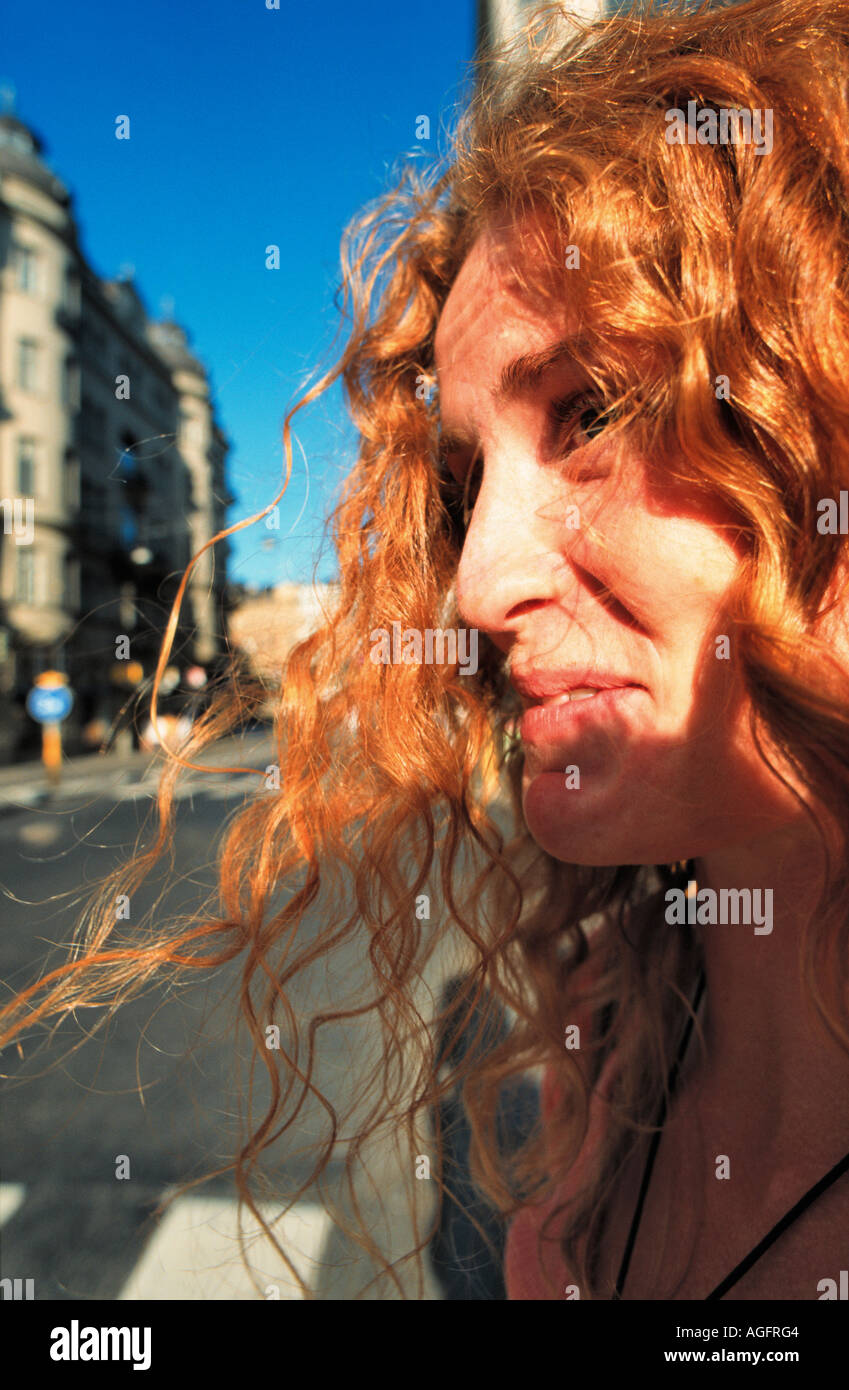 Woman curly red hair hi-res stock photography and images - Alamy