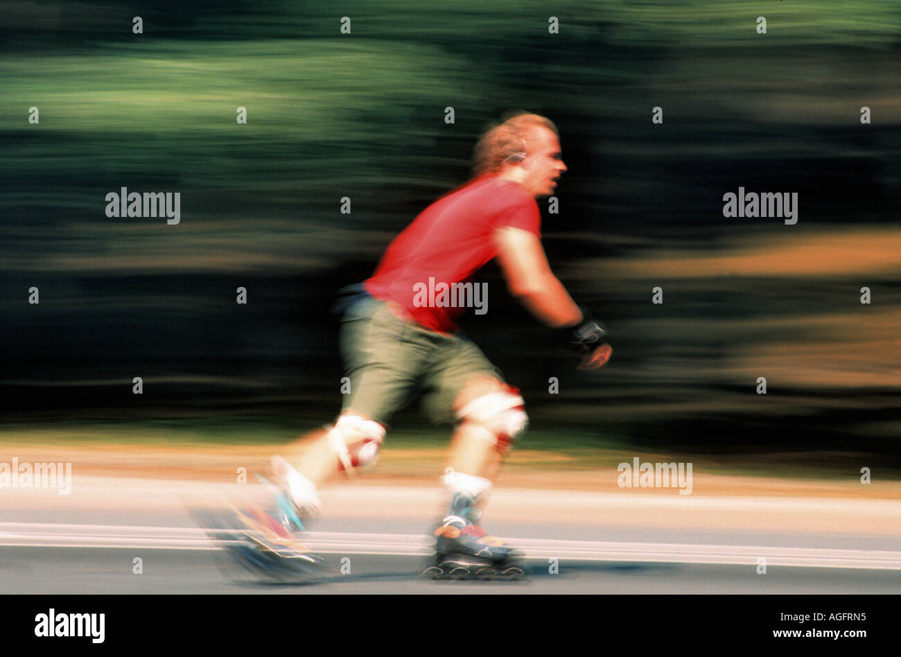 man on rollerblades Stock Photo