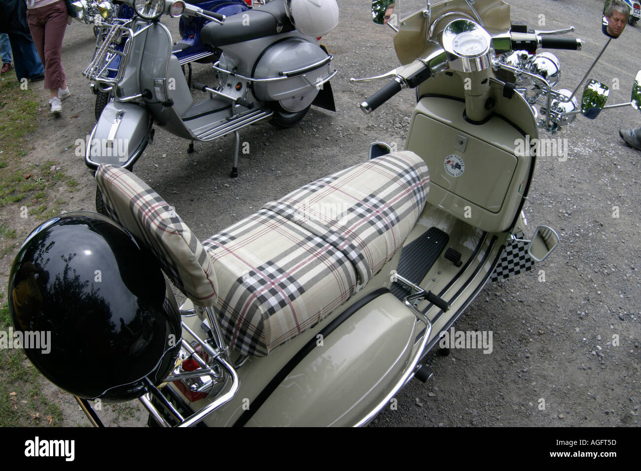 Vespa at scooter rally held at Double Locks pub Exeter England Old