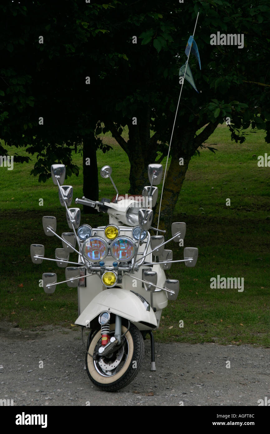 Vespa at scooter rally held at Double Locks pub Exeter England Old
