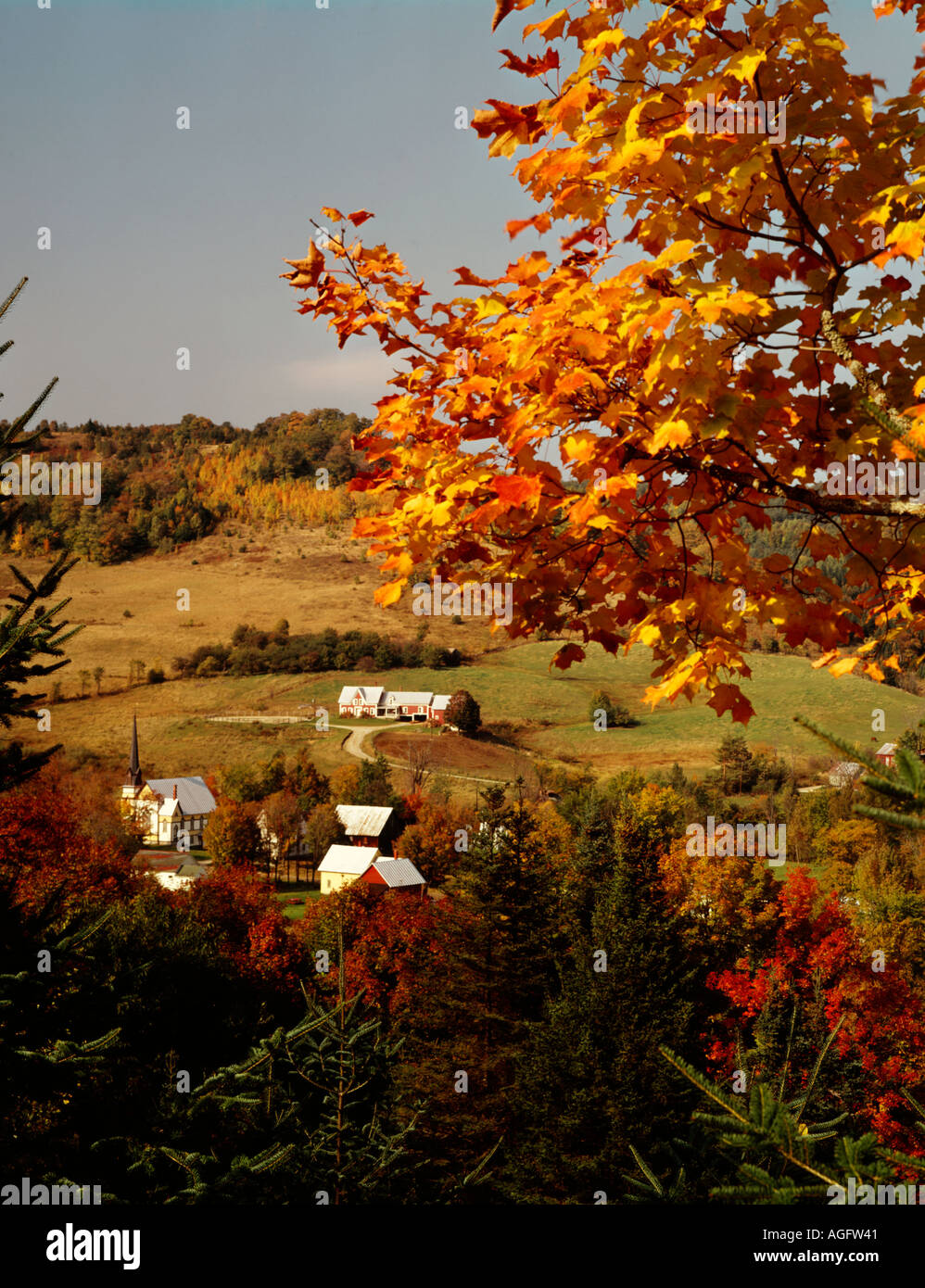 East Orange is a picturesque tiny village in rural Cental Vermont resplendent in autumn colors Stock Photo