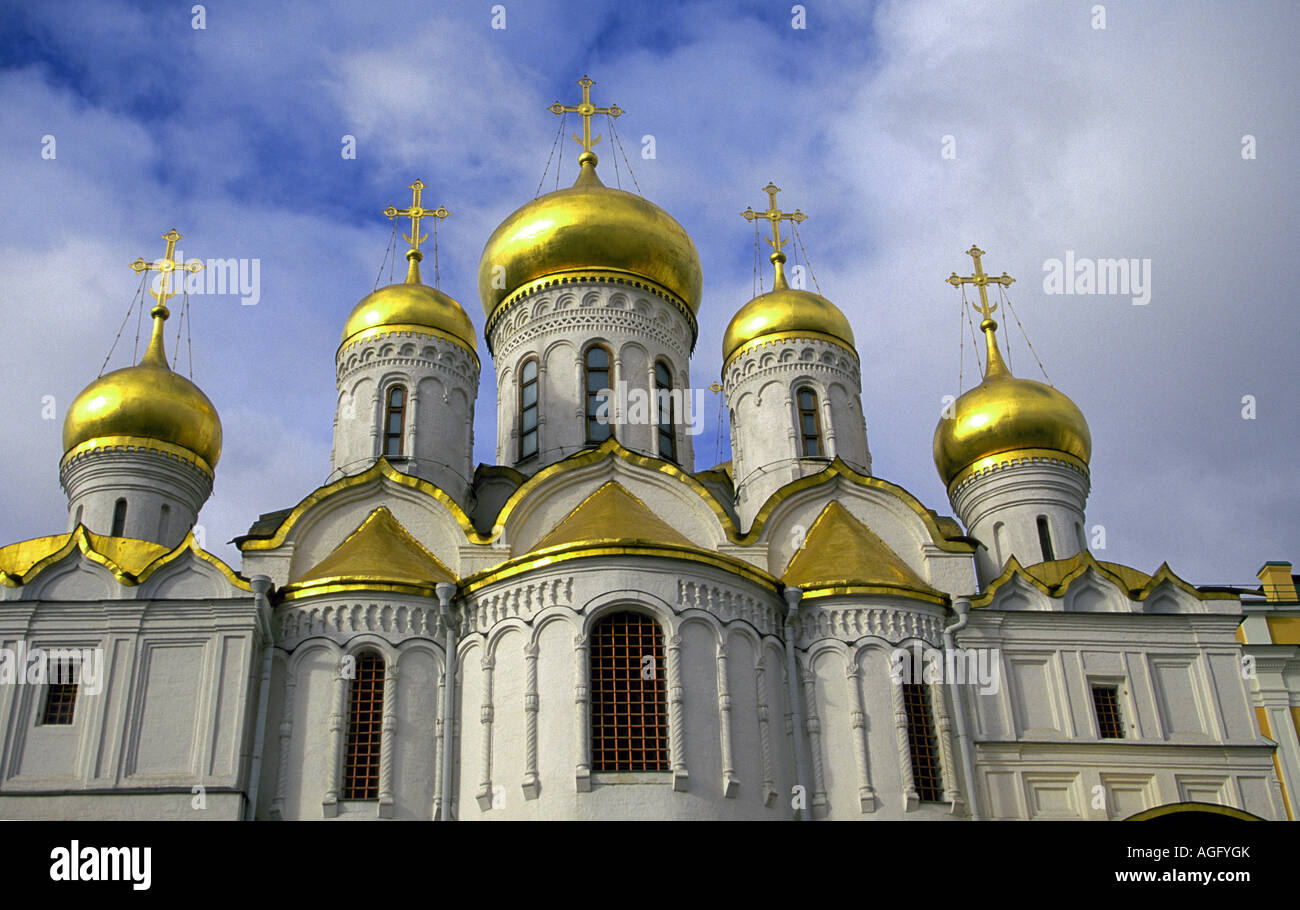 The golden onion domes of an Orthodox Church in the Kremlin near Red Square Stock Photo Alamy