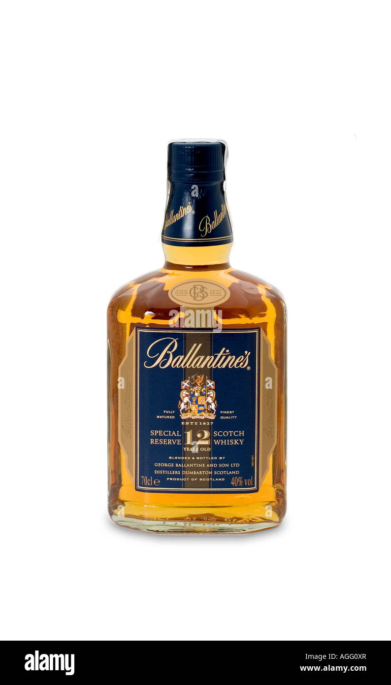 Ballantines scotch whisky whiskey bottle alcohol Stock Photo