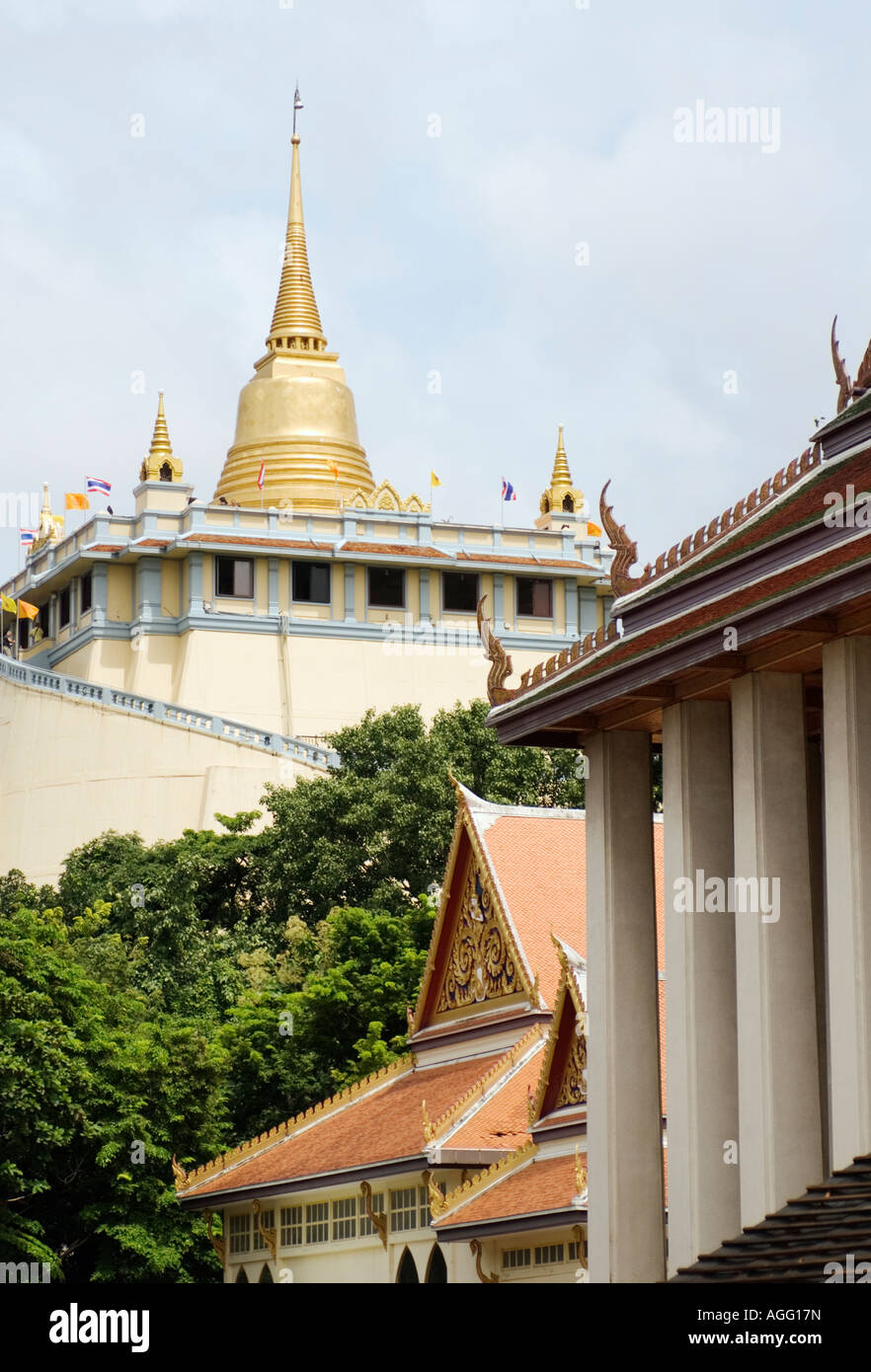 Thailand Bangkok Wat Saket Golden Mount Phu Khao Thong Stock Photo