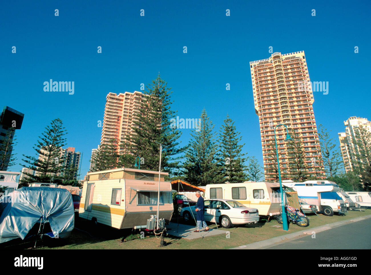 trailer park, Surfers Paradise, Queensland Gold Coast, Australia Stock Photo