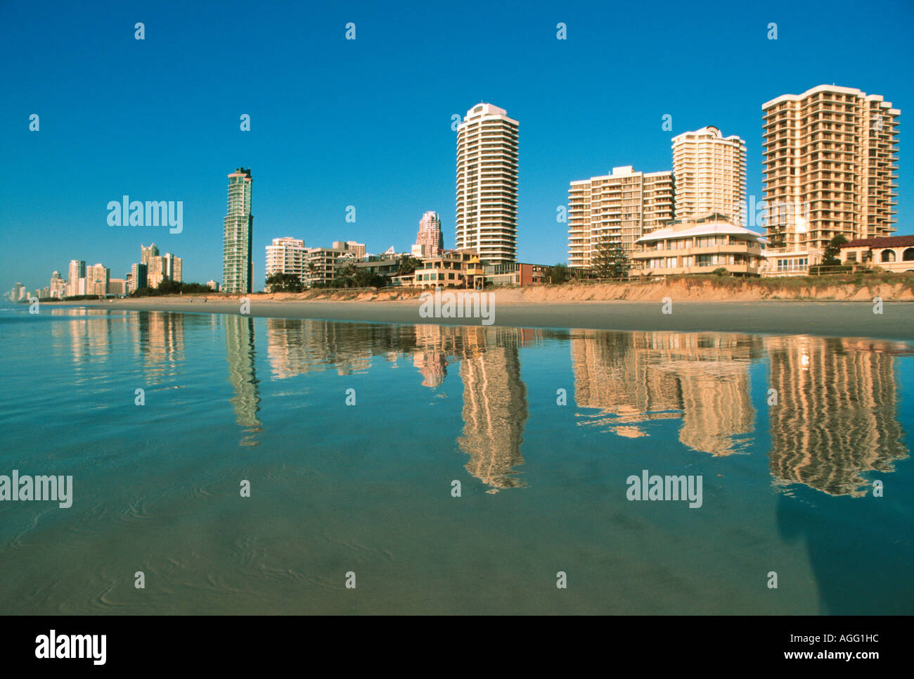 beach and skyscrapers, Surfers Paradise, Queensland Gold Coast, Australia Stock Photo