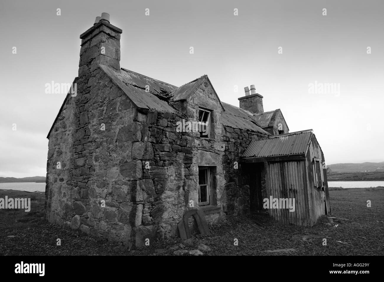Abandoned Stone House, Isle Of Lewis, Western Isles, Scotland, UK Stock