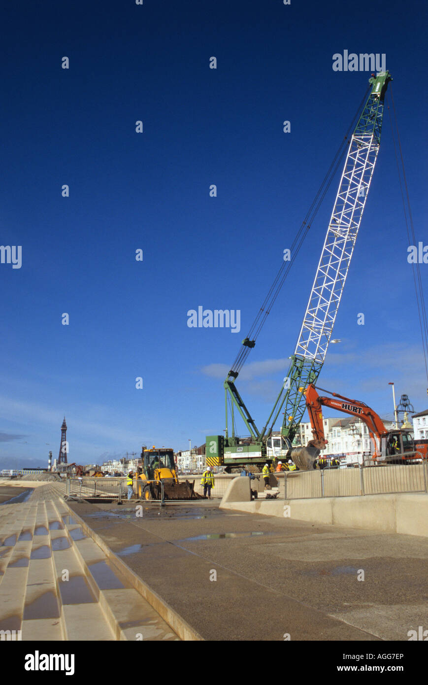 Front Agg Crane Working On Blackpool's New Sea Front Stock Photo - Alamy