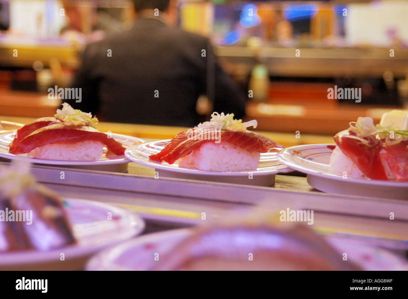 automatic sushi place, sushi served on conveyor belt, Shinjuku, Tokyo