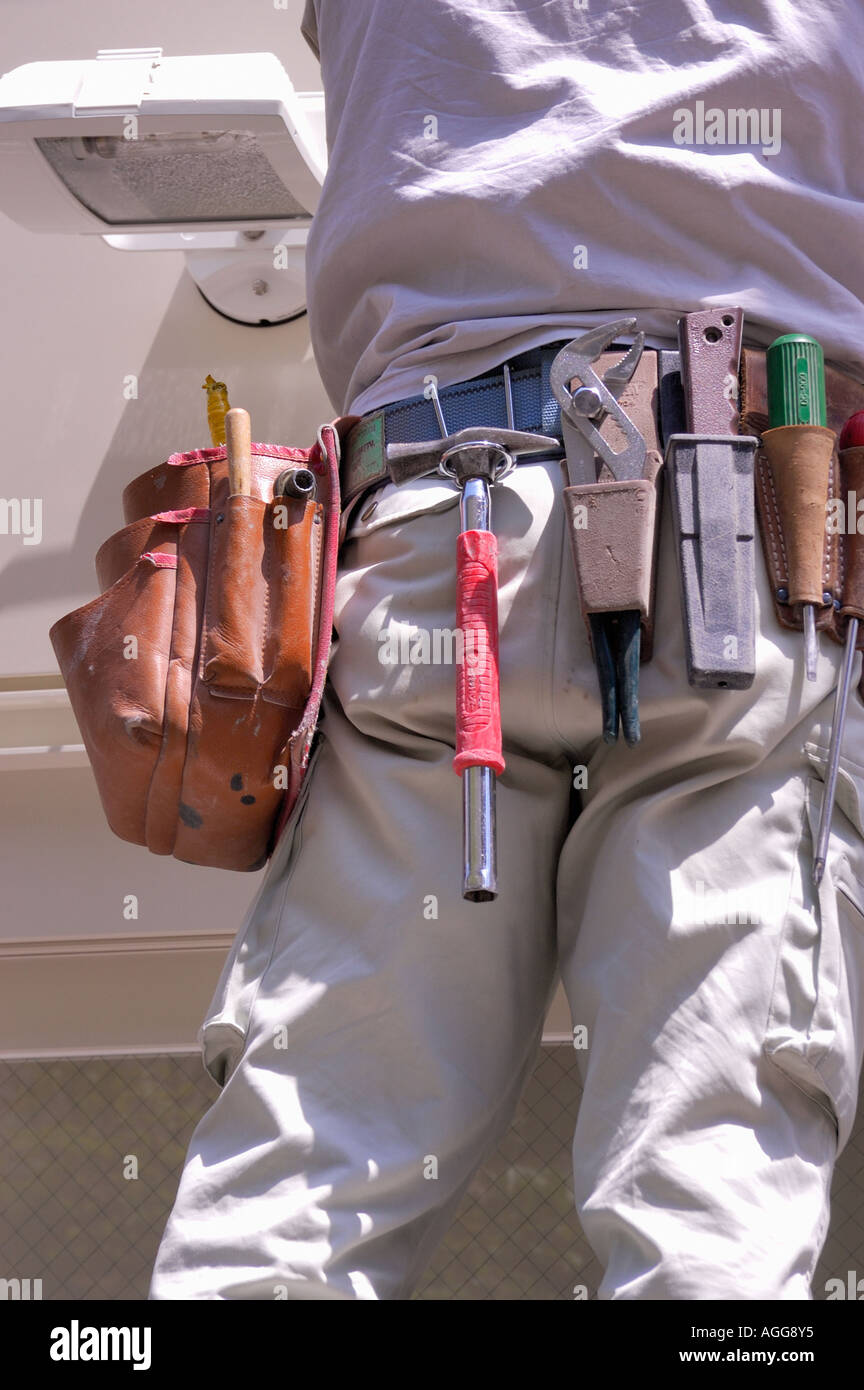 construction worker with tool belt, Tokyo, Japan Stock Photo Alamy