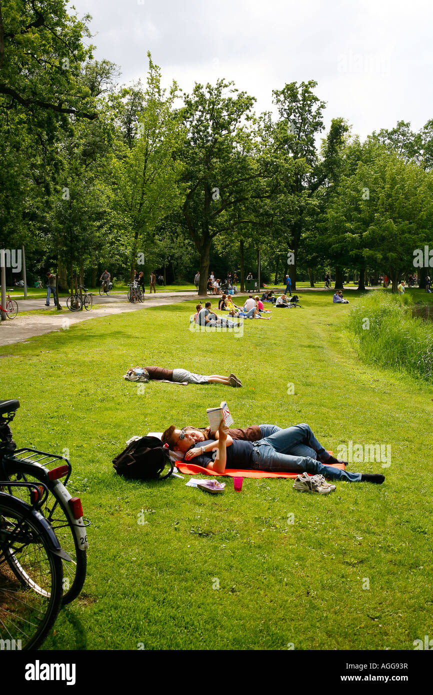People at Vondel Park Amsterdam Holand Stock Photo