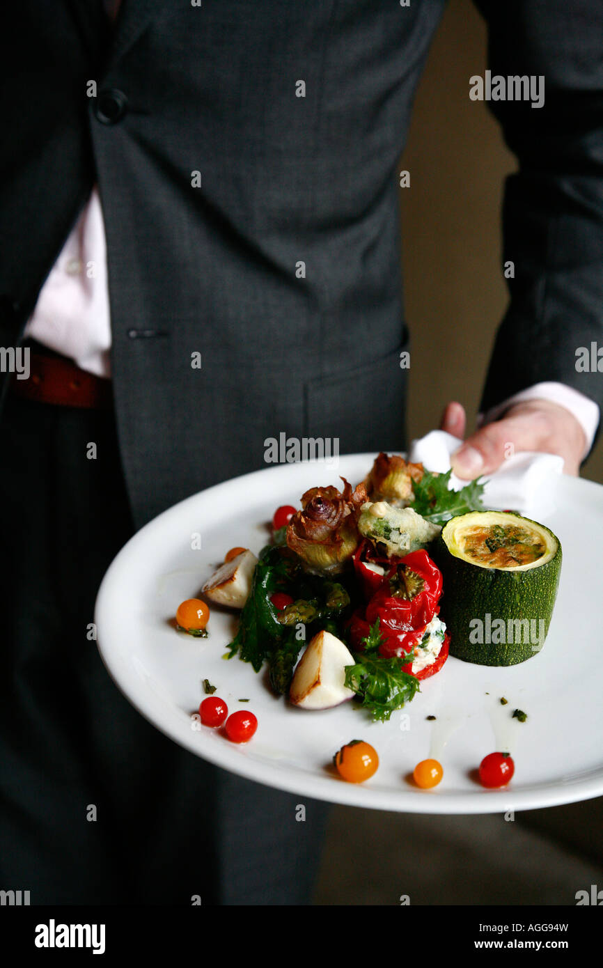 Vegetable dish at Fifteen restaurant Jamie Oliver new restaurant in the Pakhuis Amsterdam Holland Stock Photo