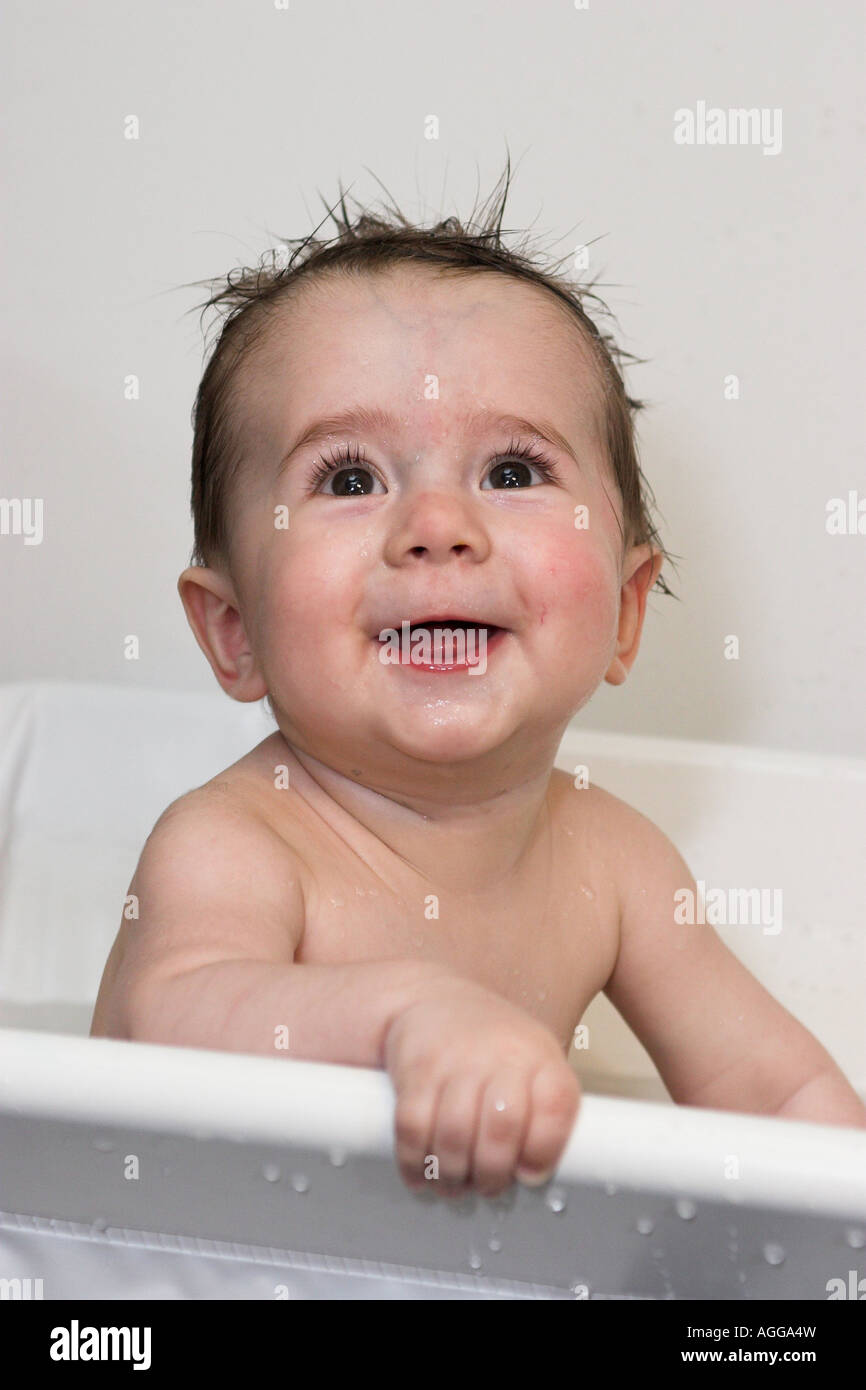 Baby taking bath Stock Photo Alamy