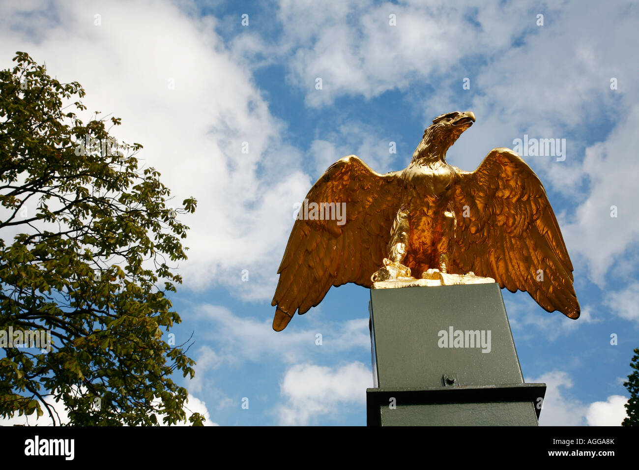 Eagle bronze statue at the entrance gates to Artis Zoo in Amsterdam Holland Stock Photo