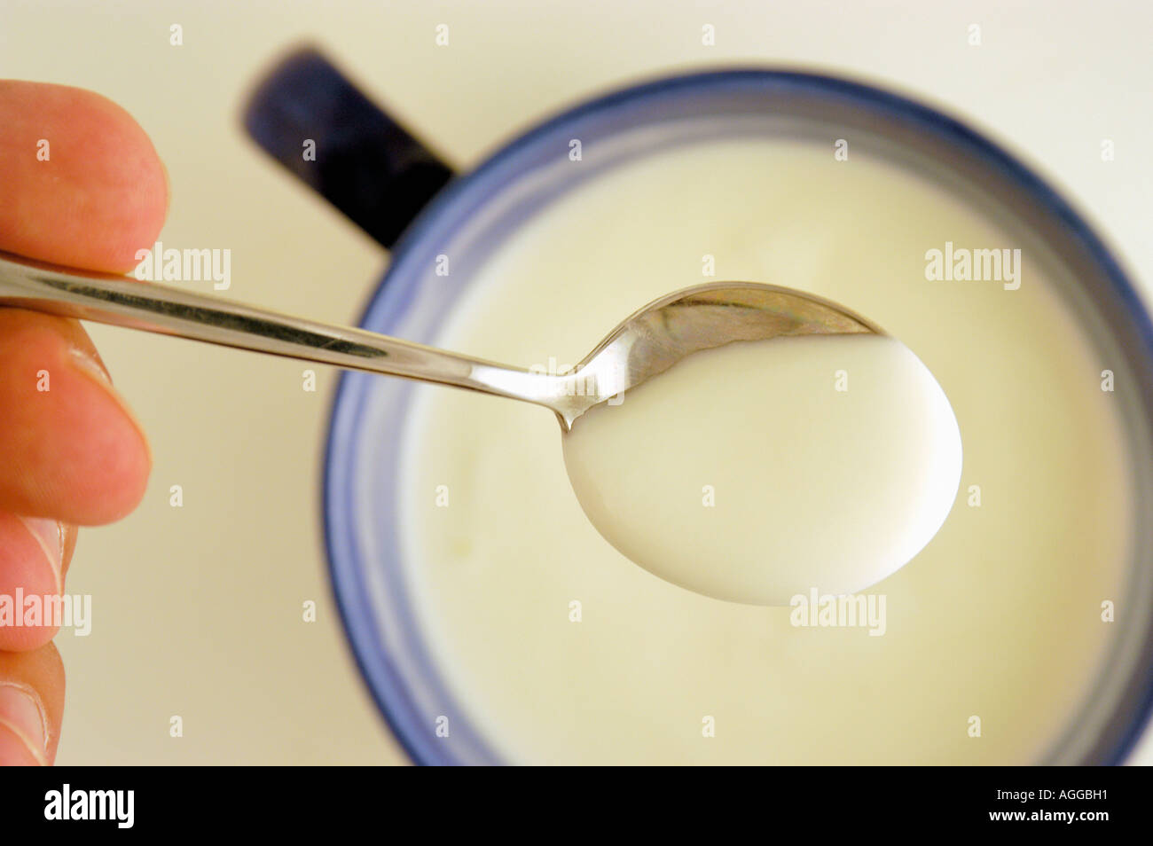 healthy yoghurt containing genemodified bacterial culture Stock Photo