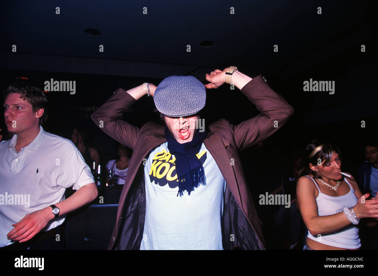 Guy dancing at Come Shake The Whole at Watergate in Berlin Germany Stock Photo