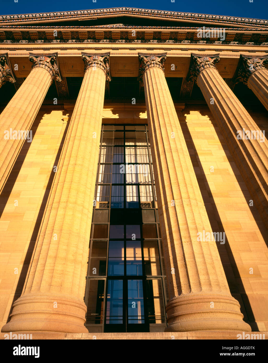 Classical Columns Outside Philadelphia  Art Museum, Philadelphia, Pennsylvania, Usa, Stock Photo
