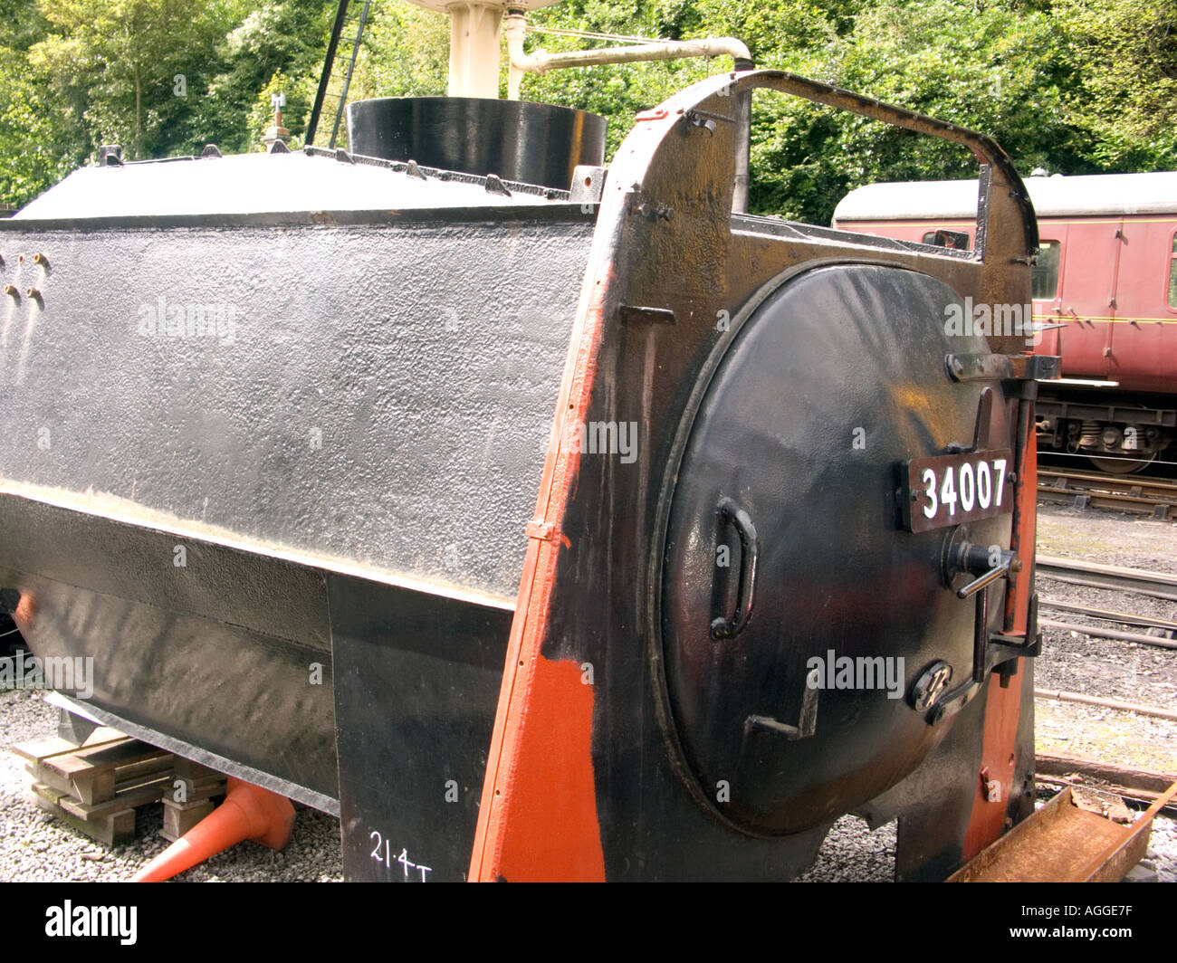 Boiler unit of the Wadebridge during restoration at the Former British Railways Bodmin Motor Power Depot, Bodmin, Kernow, UK Stock Photo