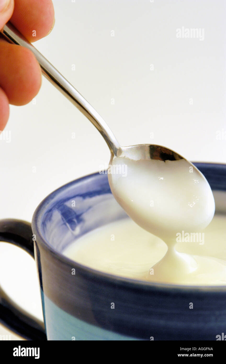 healthy yoghurt containing genemodified bacterial culture Stock Photo