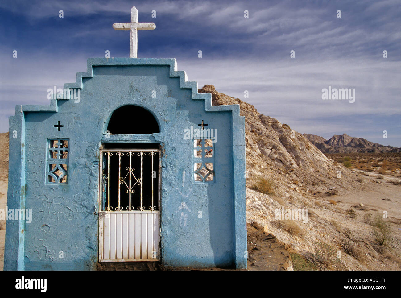 Roadside Shrine in Sonoran Desert, Mexico Stock Photo