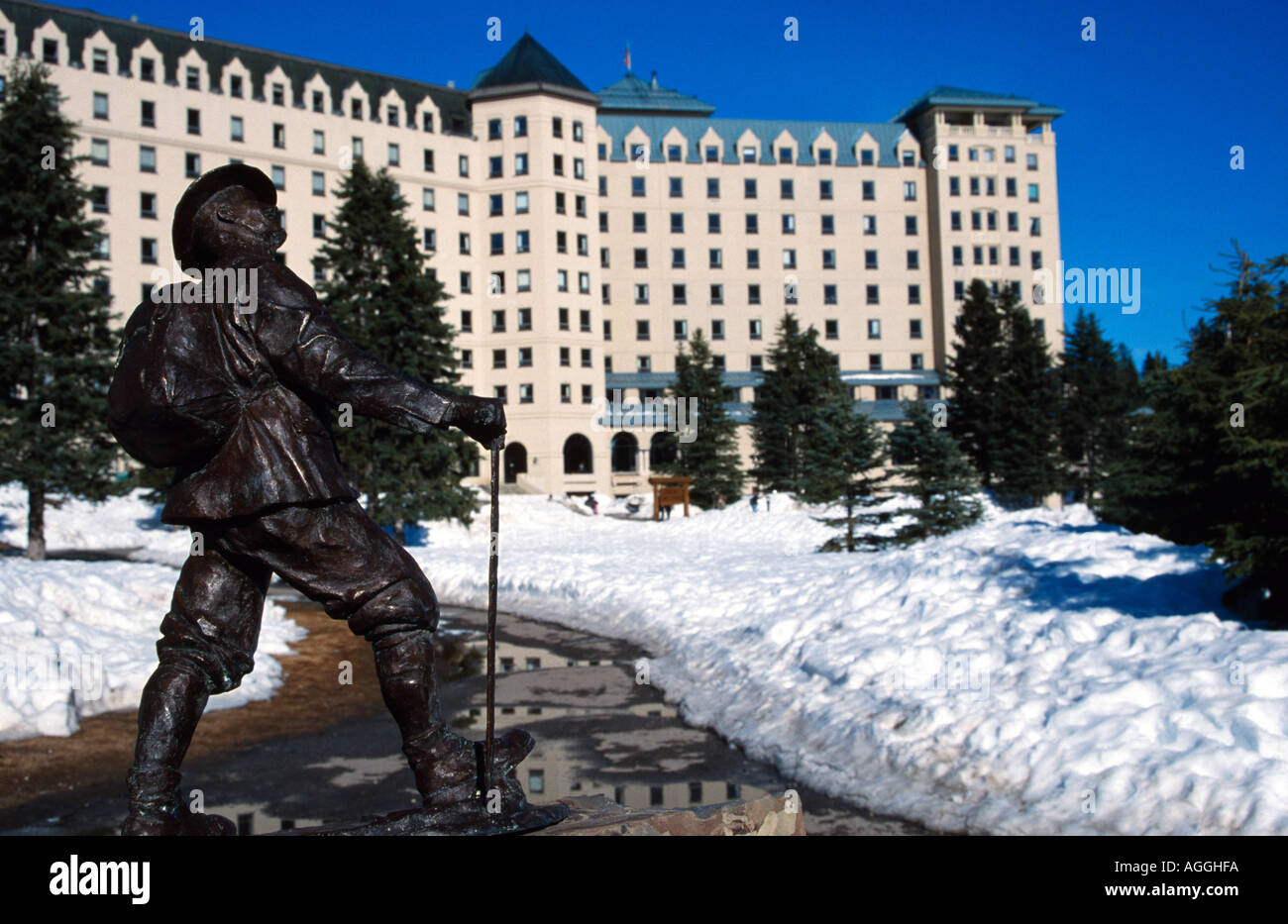 bronze stature with the fairmont chateau lake louise banff national ...