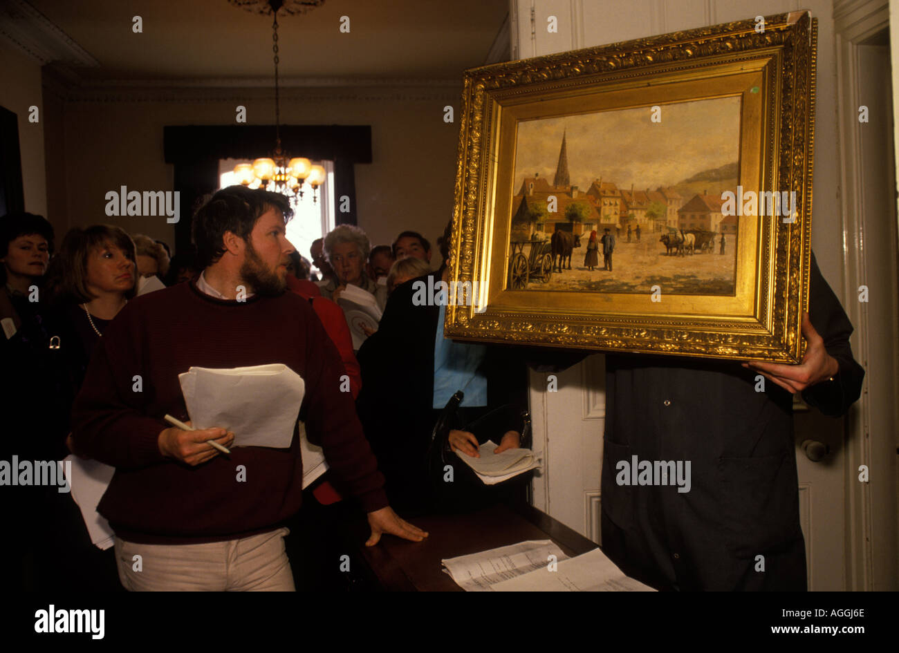 Art auction. Sale of Irish oil paintings at Monkstown near Dublin
