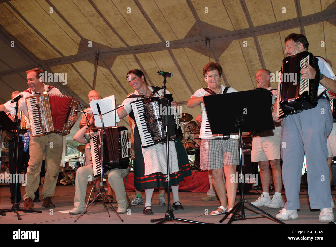Group of accordion players at German Alps Festival Hunter Mountain New