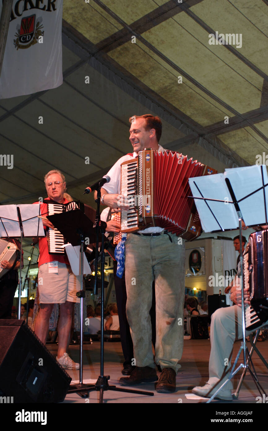 Group of accordion players at German Alps Festival Hunter Mountain New