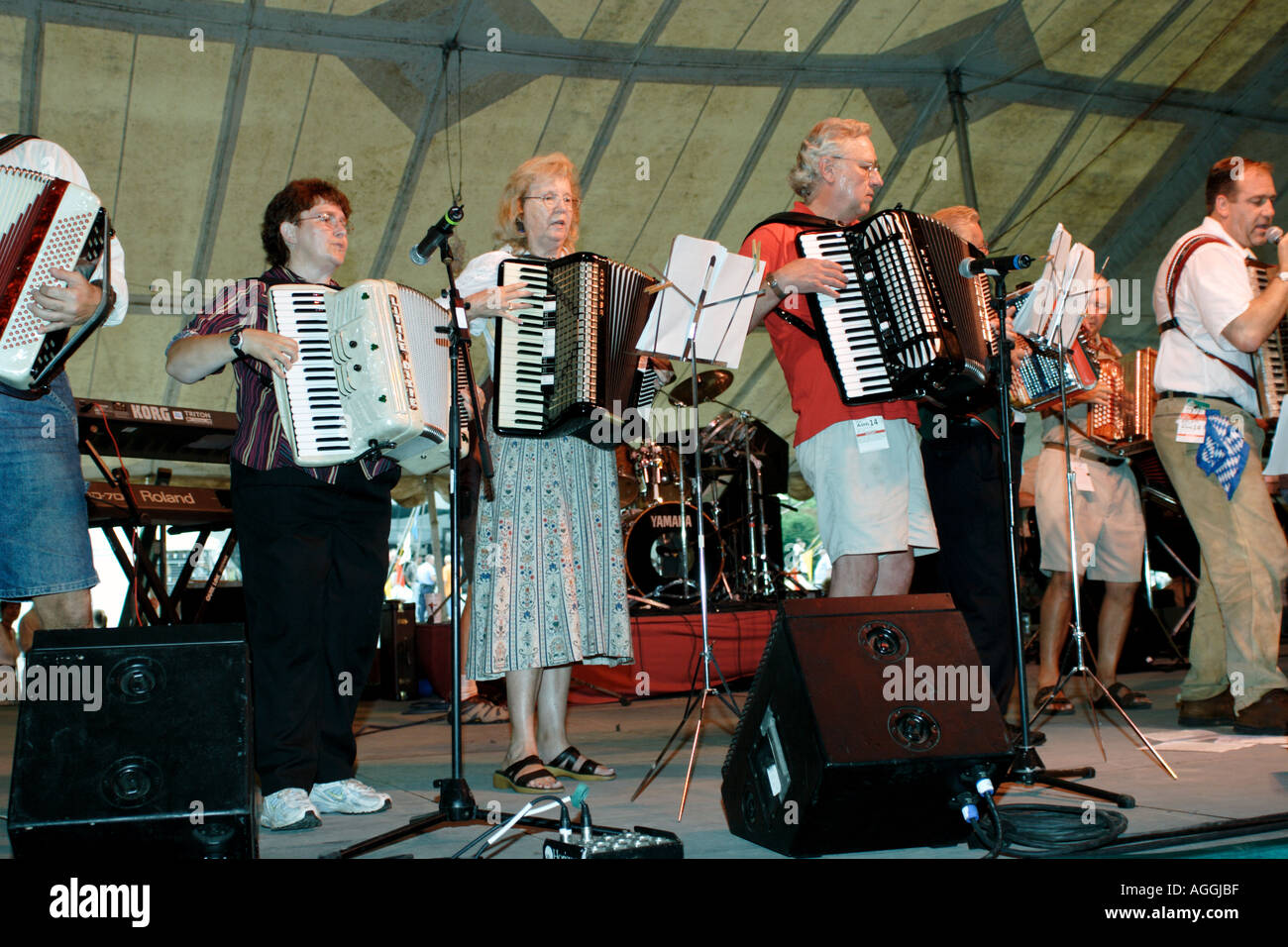 Group of accordion players at German Alps Festival Hunter Mountain New