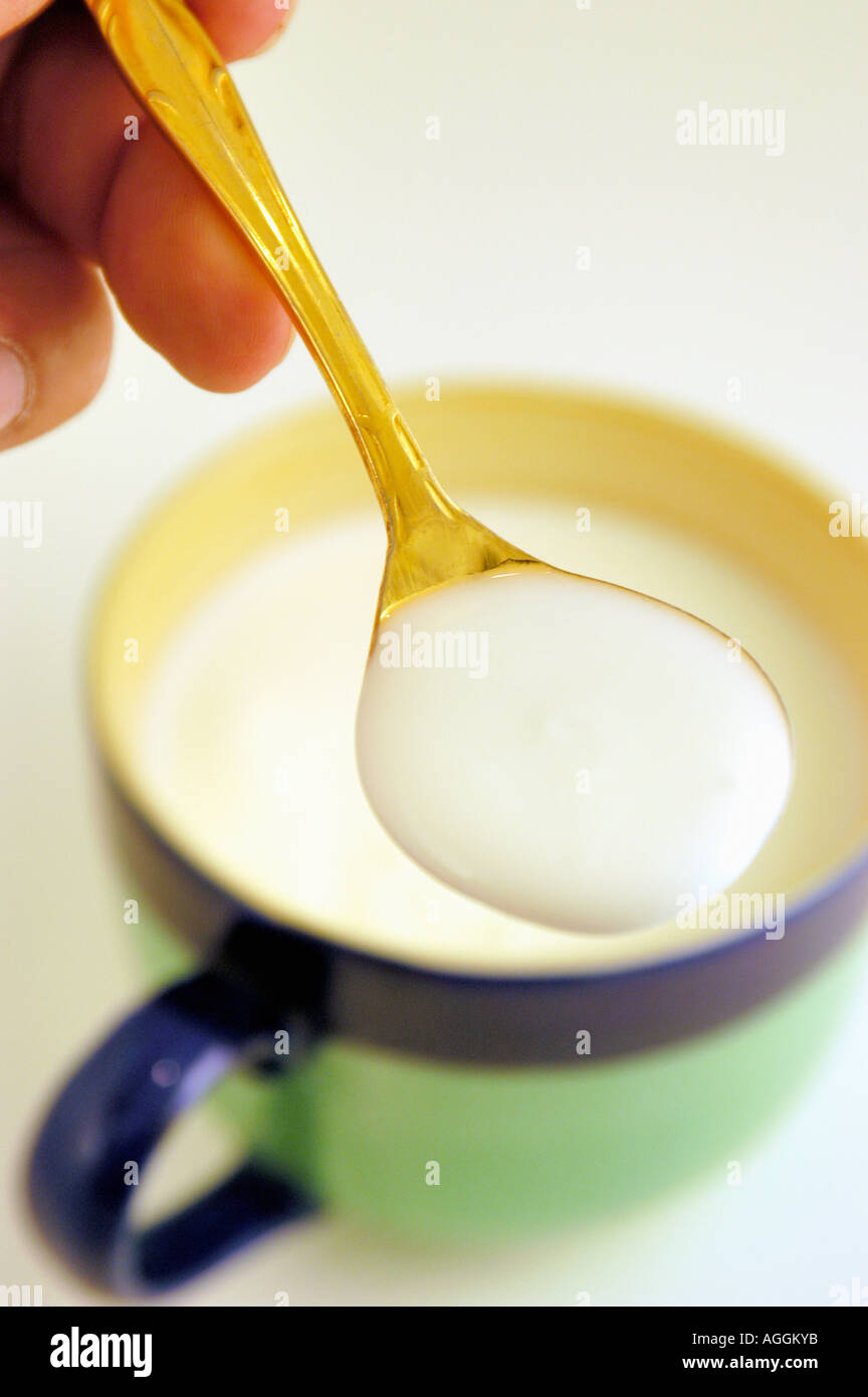 healthy yoghurt containing genemodified bacterial culture Stock Photo