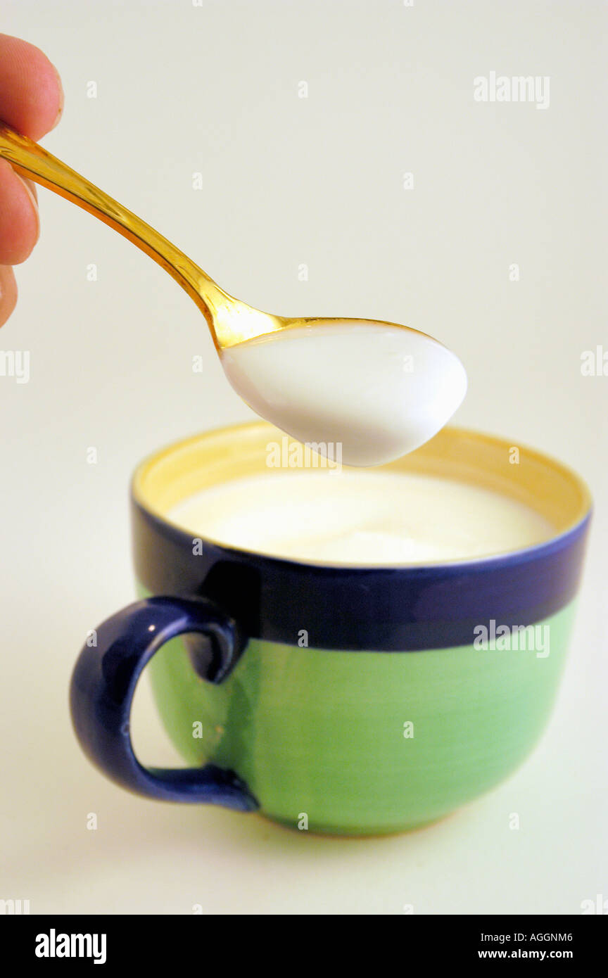 healthy yoghurt containing genemodified bacterial culture Stock Photo