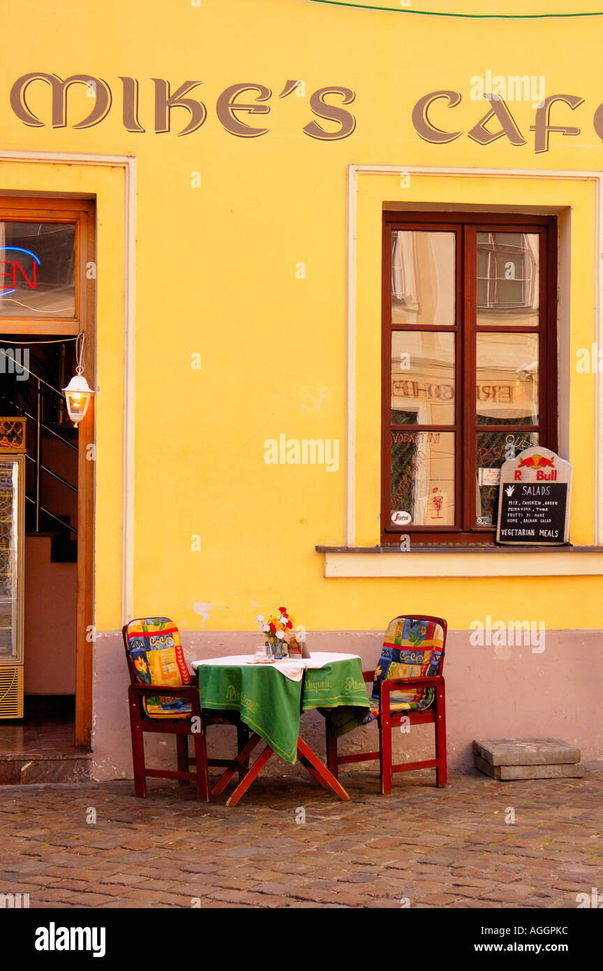 cafeteria in picturesque block, Old Town, Prague, Czech Republic Stock Photo